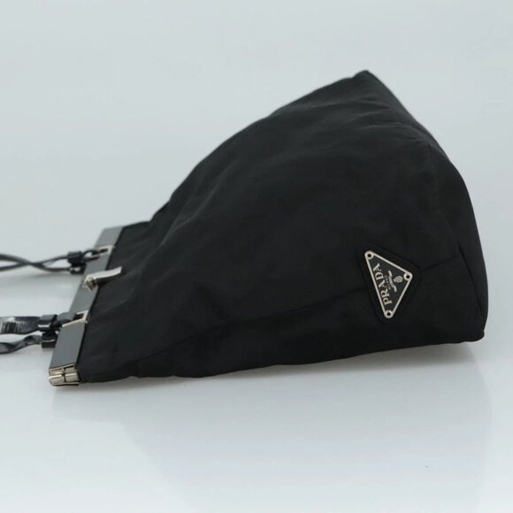 PRADA Hand Bag Nylon Leather Black Silver Auth 108371 - Picture 5 of 15